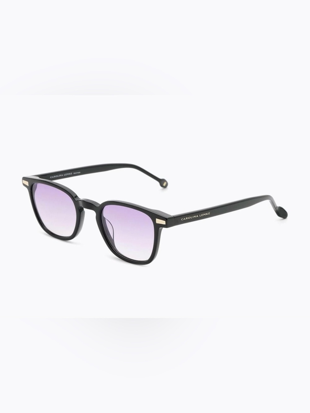 $290 retail Carolina Lemke sunglasses black frame + purple lenses